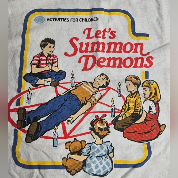 HALLOWEEN Steven Rhodes Let's Summon Demons White Graphic Tshirt XL - Picture 1 of 8